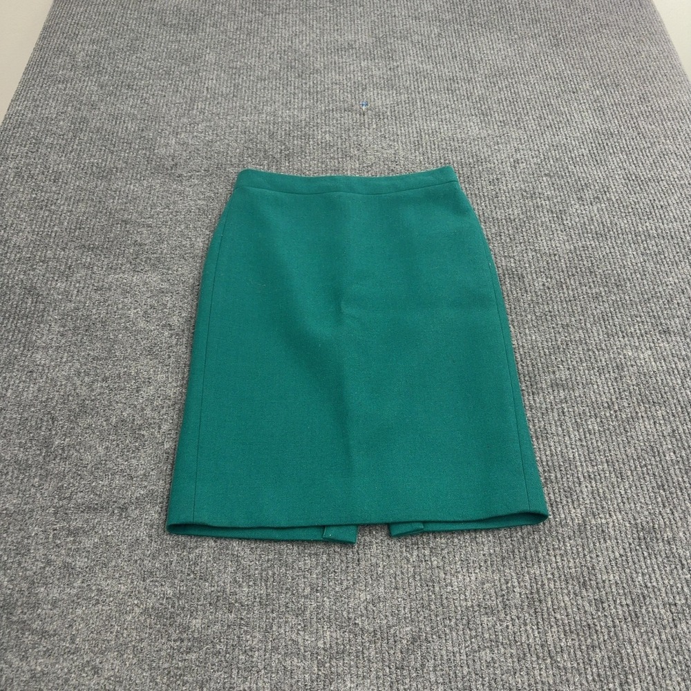 J Crew Pencil Skirt Womens 00 Green Wool No. 2 Pencil Office Classic